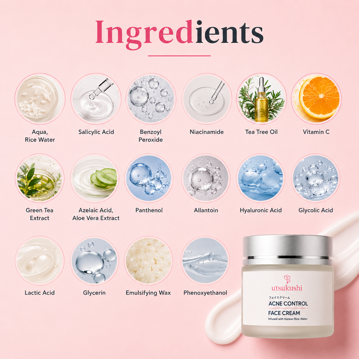 Acne Control Face Cream for Clear & Oil-Free Skin | Korean Rice Water