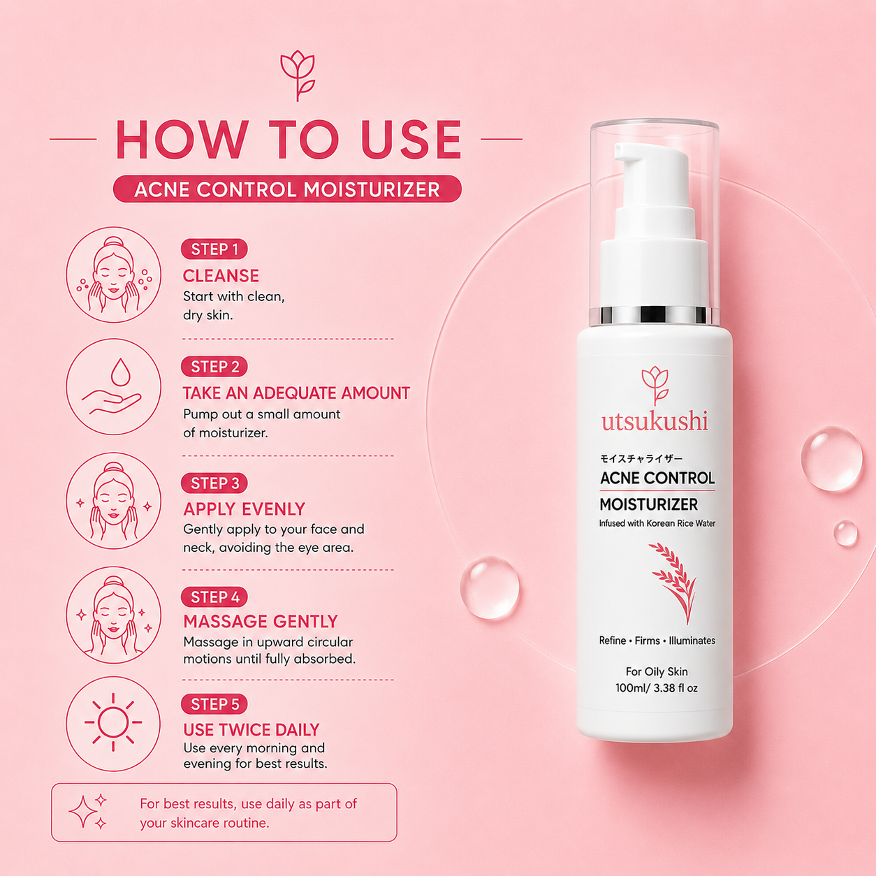 Acne Control Moisturizer for Clear & Balanced Skin | Korean Rice Water