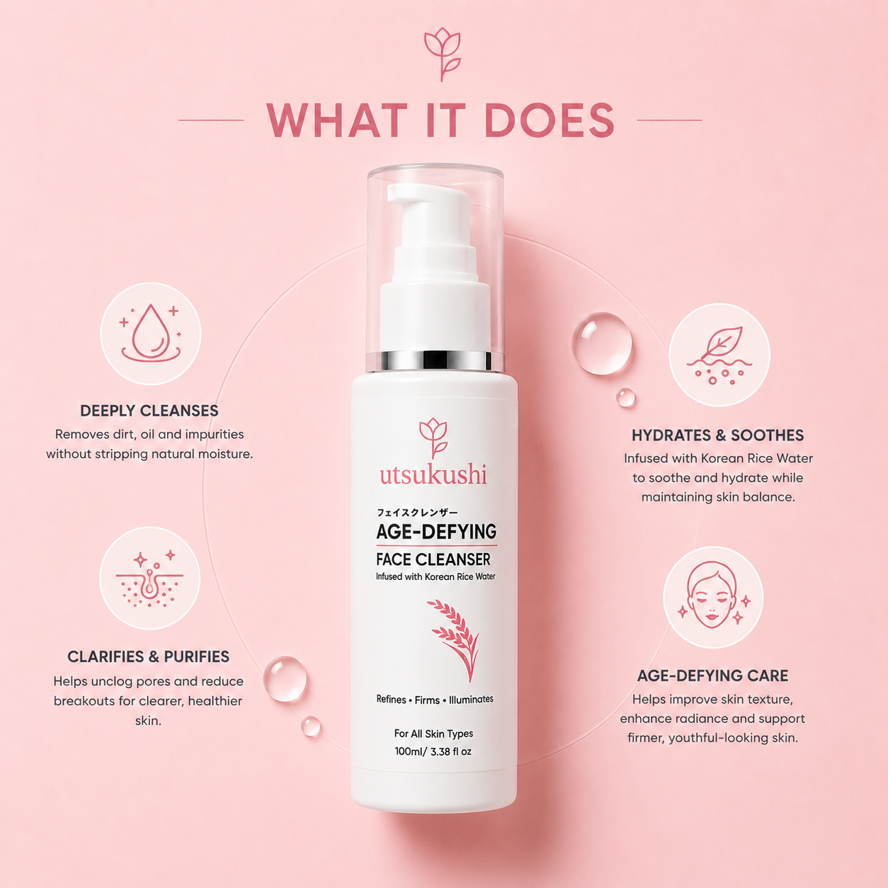 Age-Defying Face Cleanser for Youthful & Glowing Skin | Korean Rice Water