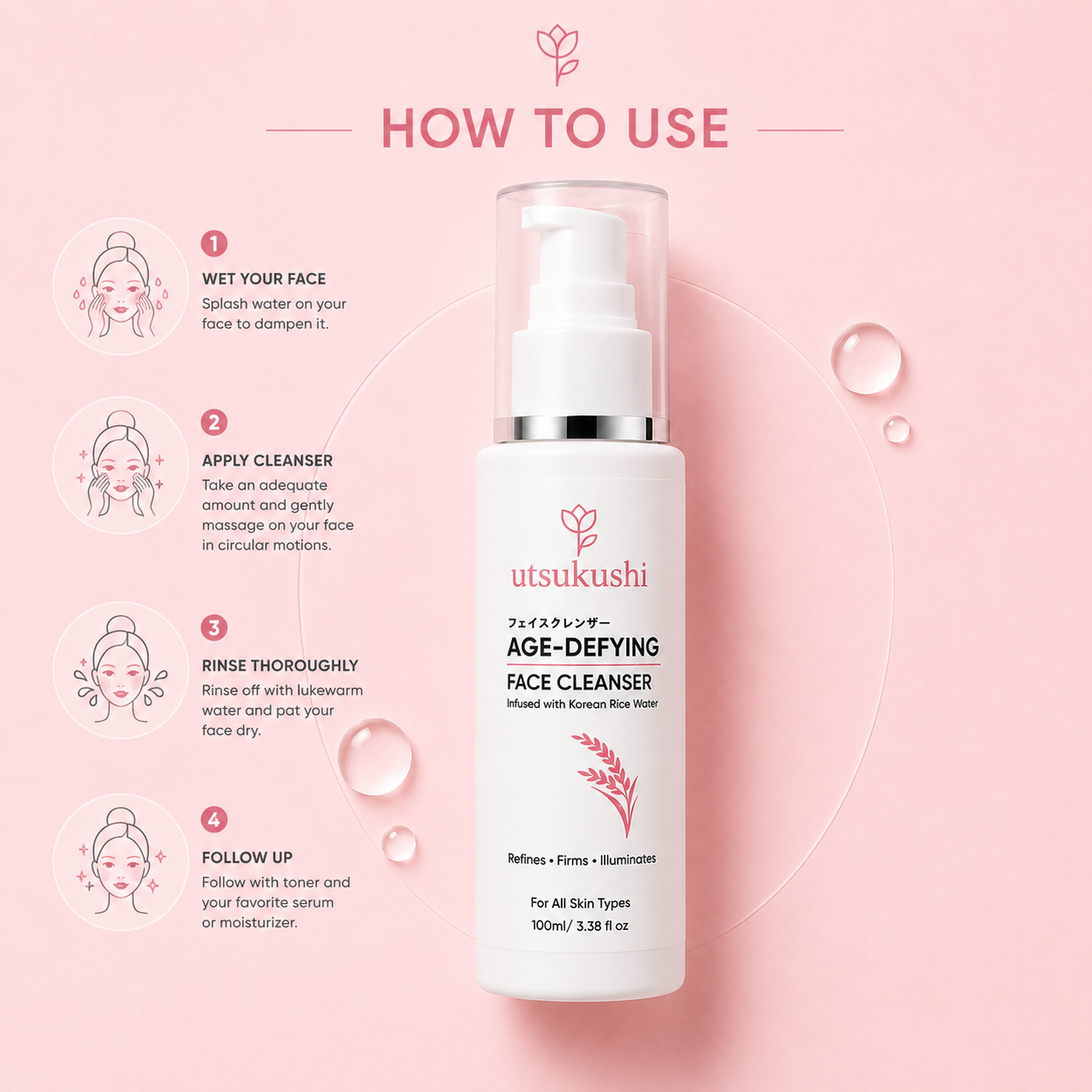 Age-Defying Face Cleanser for Youthful & Glowing Skin | Korean Rice Water