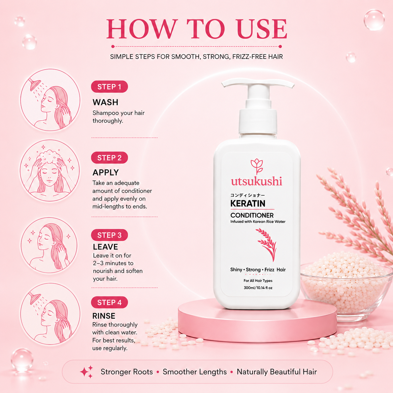 Keratin Conditioner For Smooth, Shiny & Frizz Free Hair