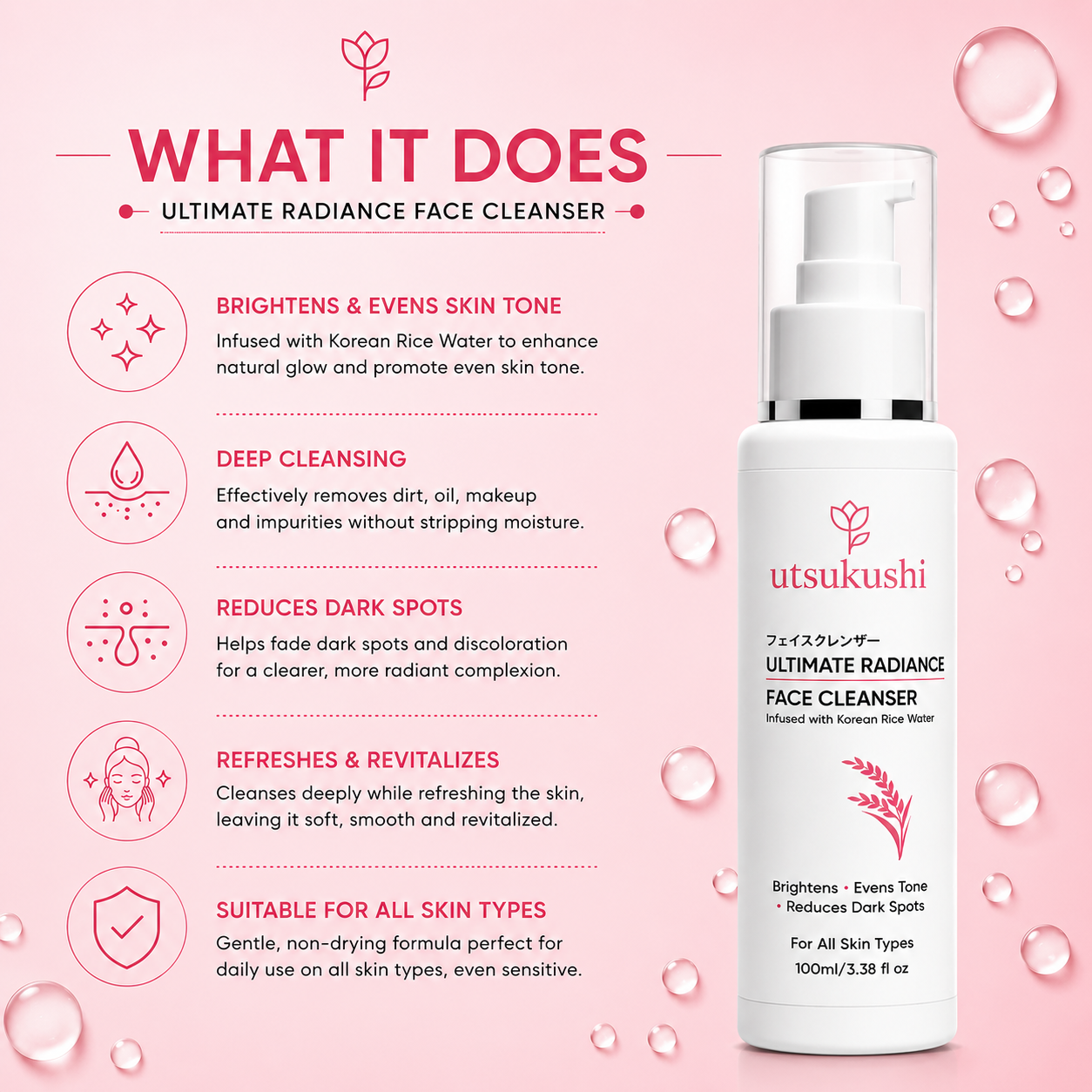 Ultimate Radiance Face Cleanser for Bright & Glowing Skin | Korean Rice Water