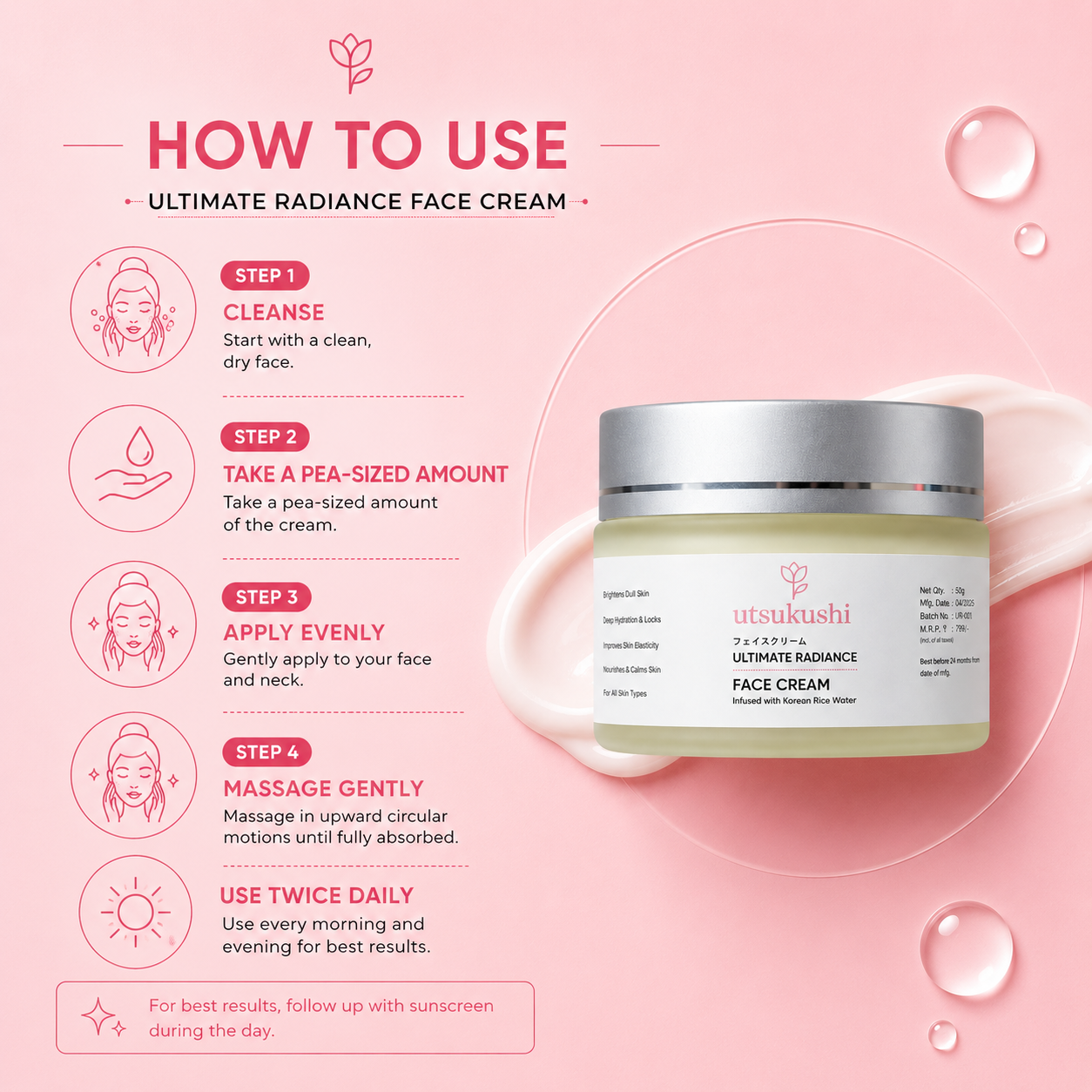 Ultimate Radiance Face Cream for Bright & Glowing Skin | Korean Rice Water